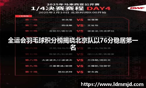 全运会羽毛球积分榜揭晓北京队以76分稳居第一名